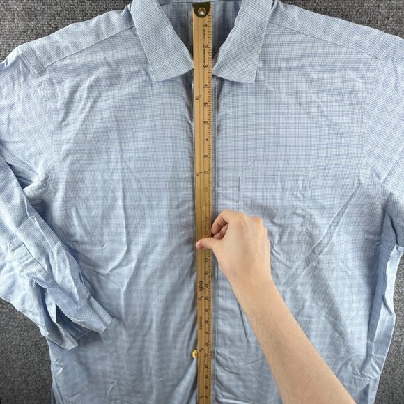 Brooks Brothers Blue Check Cotton Madison 18 35 Non-Iron Shirt Button Up Men - Picture 3 of 10